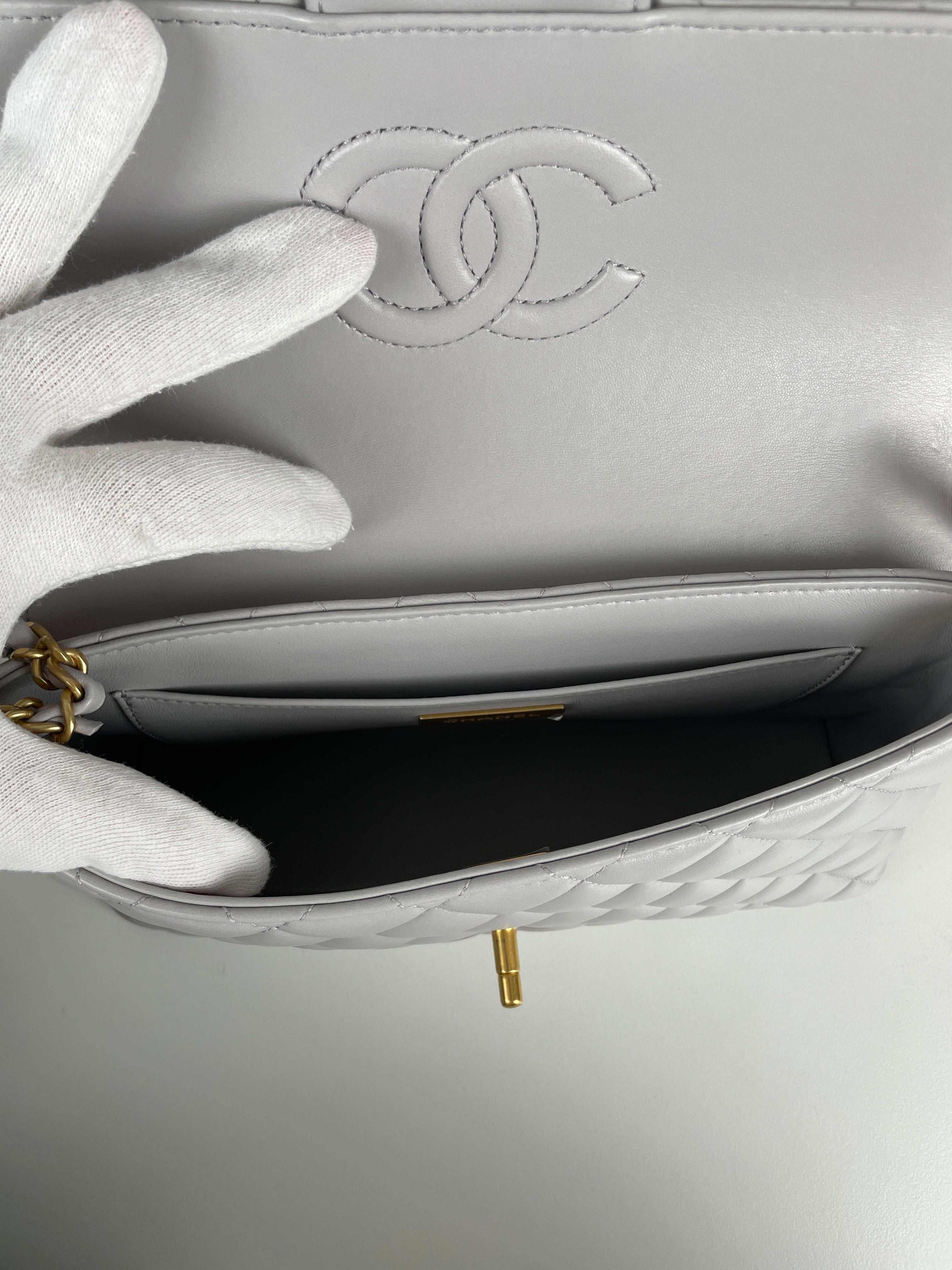 Chanel Top Handle Matelassé Grey Gold Hardware – bamluxurystore