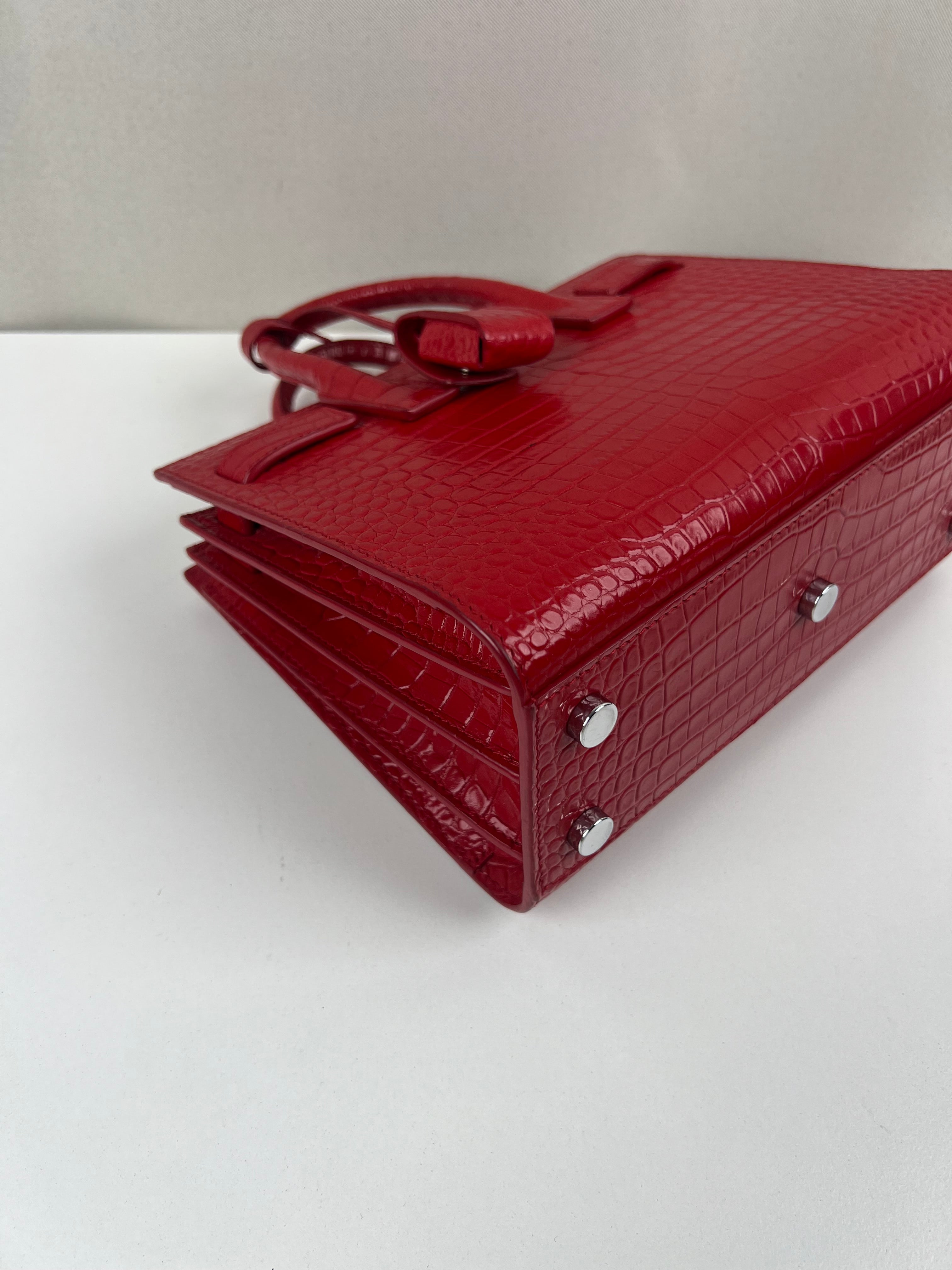Saint Laurent Sac de Jour Nano red embossed leather – bamluxurystore