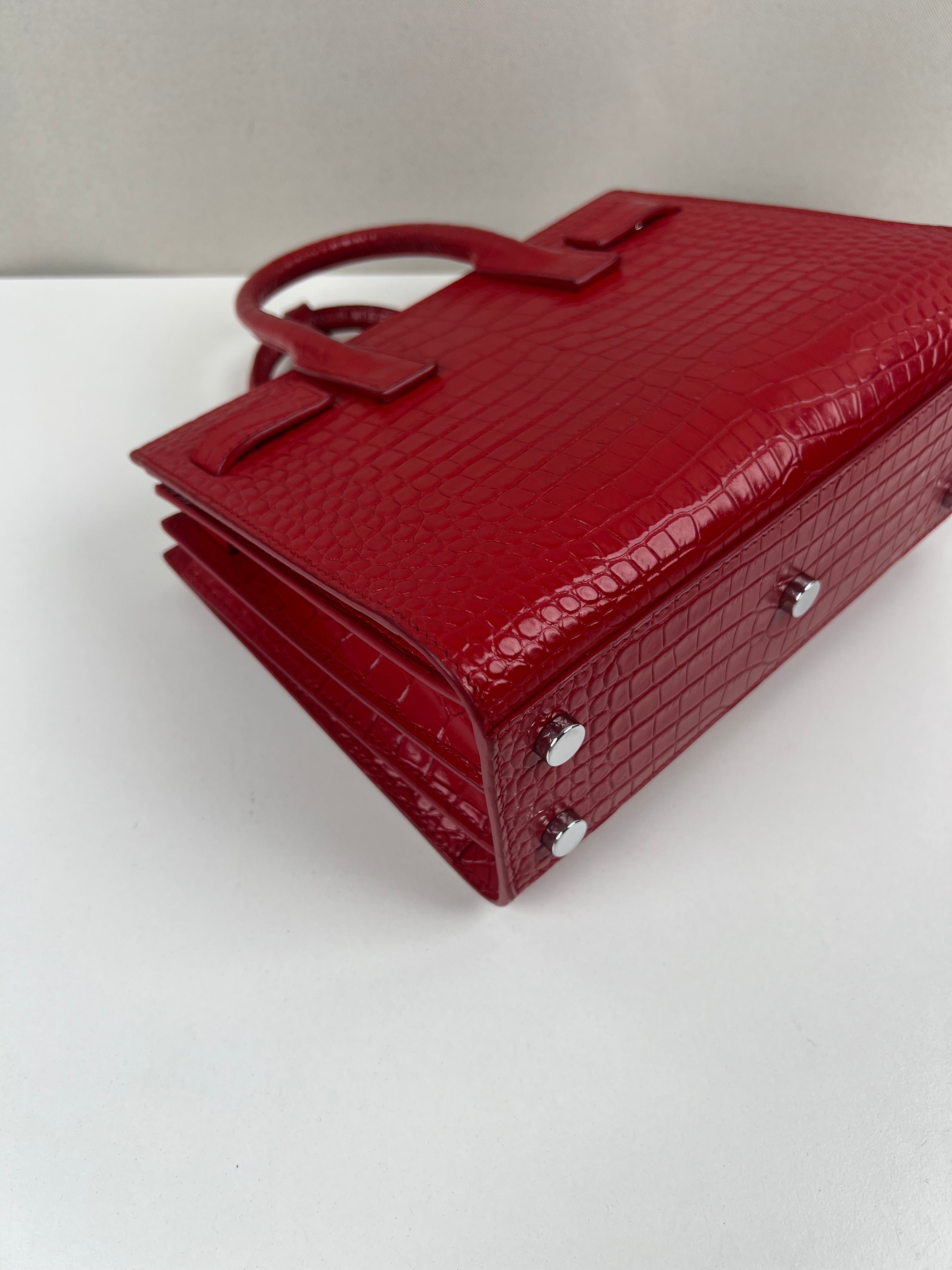 Saint Laurent Sac de Jour Nano red embossed leather – bamluxurystore
