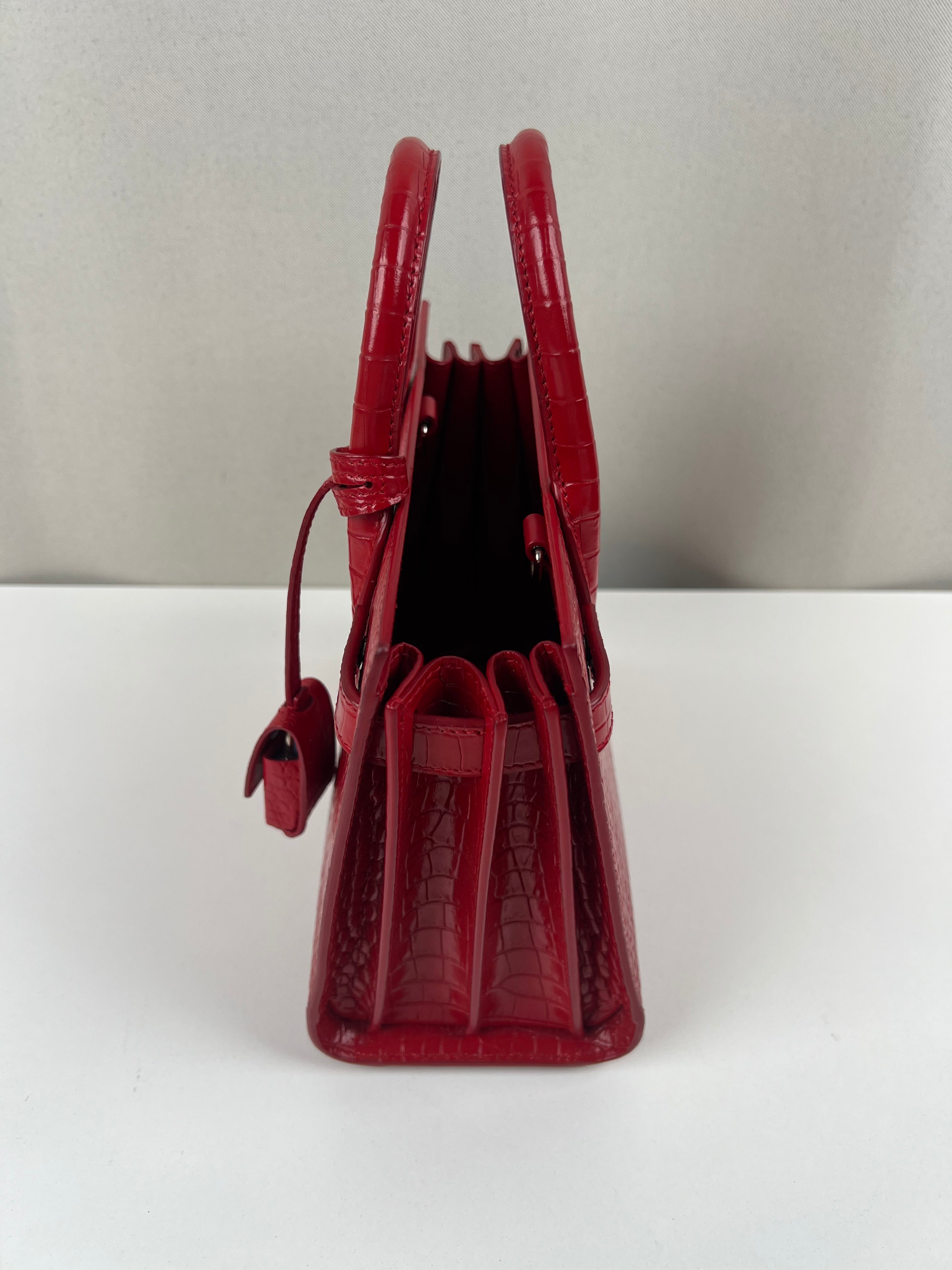 Saint Laurent Sac de Jour Nano red embossed leather – bamluxurystore