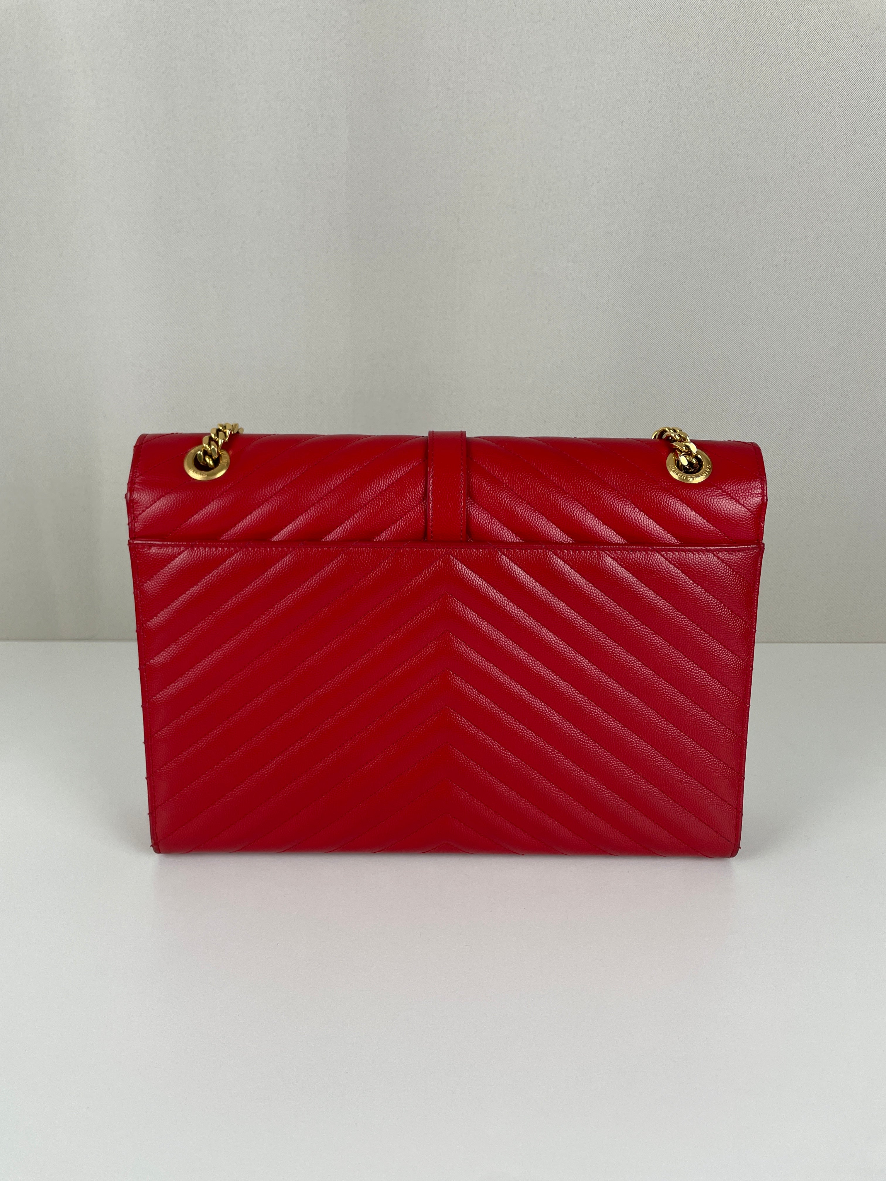Saint Laurent Enveloppe Red Gold Hardware – bamluxurystore