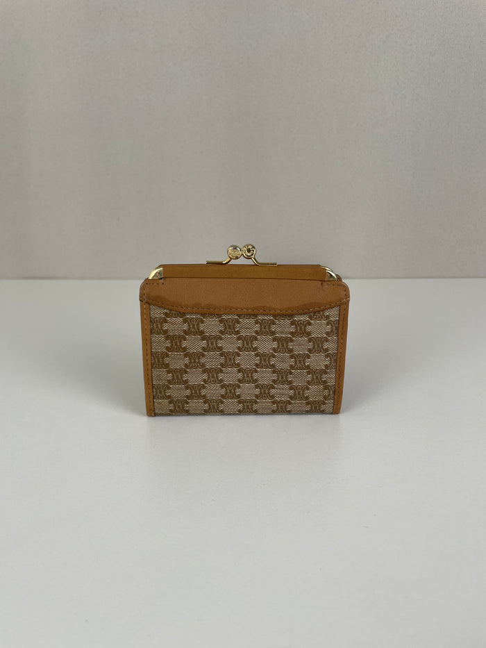 Céline Mini Wallet Vienois Macadam Canvas Beige