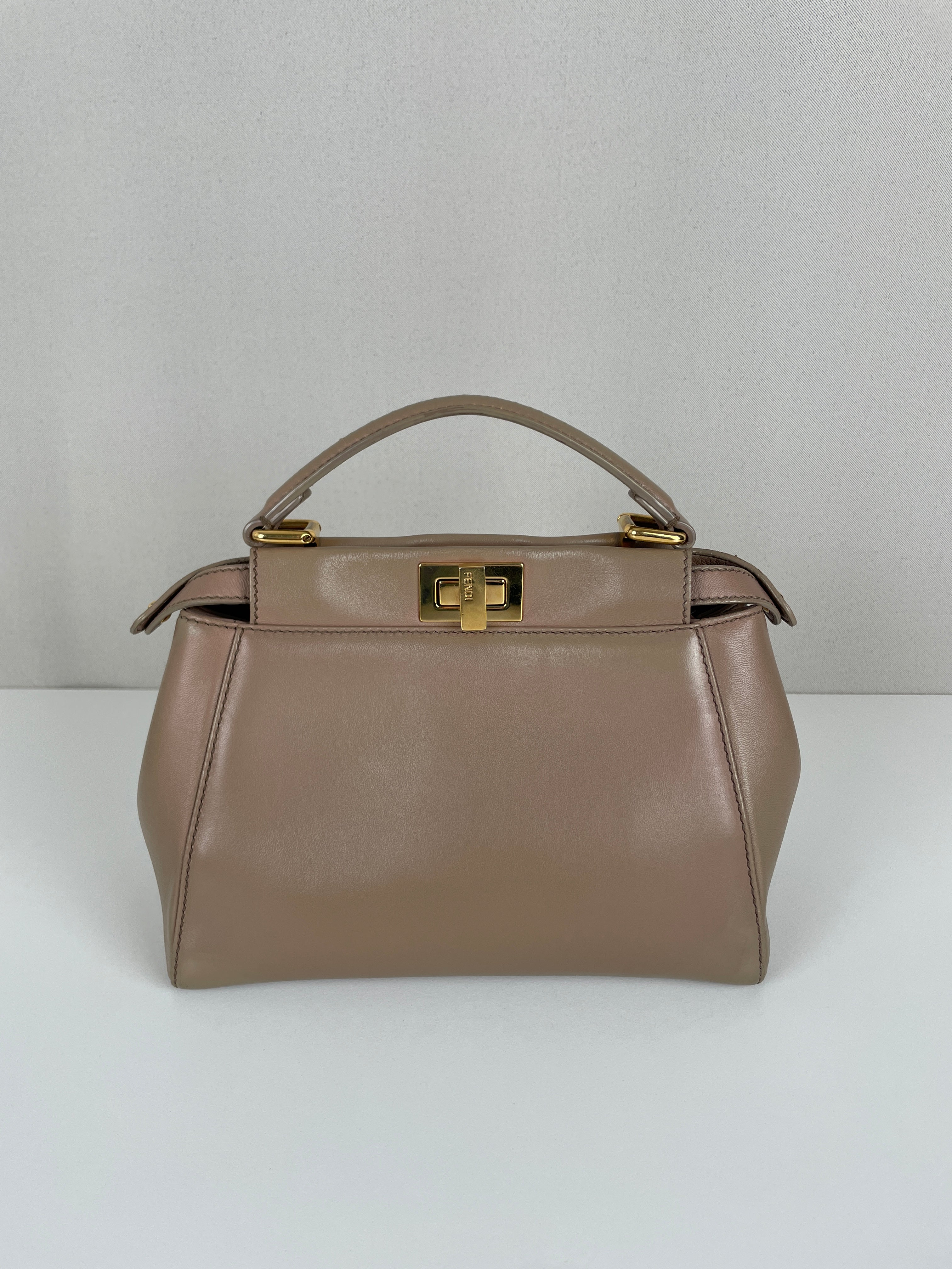 Fendi Peekaboo small beige crossbody – bamluxurystore