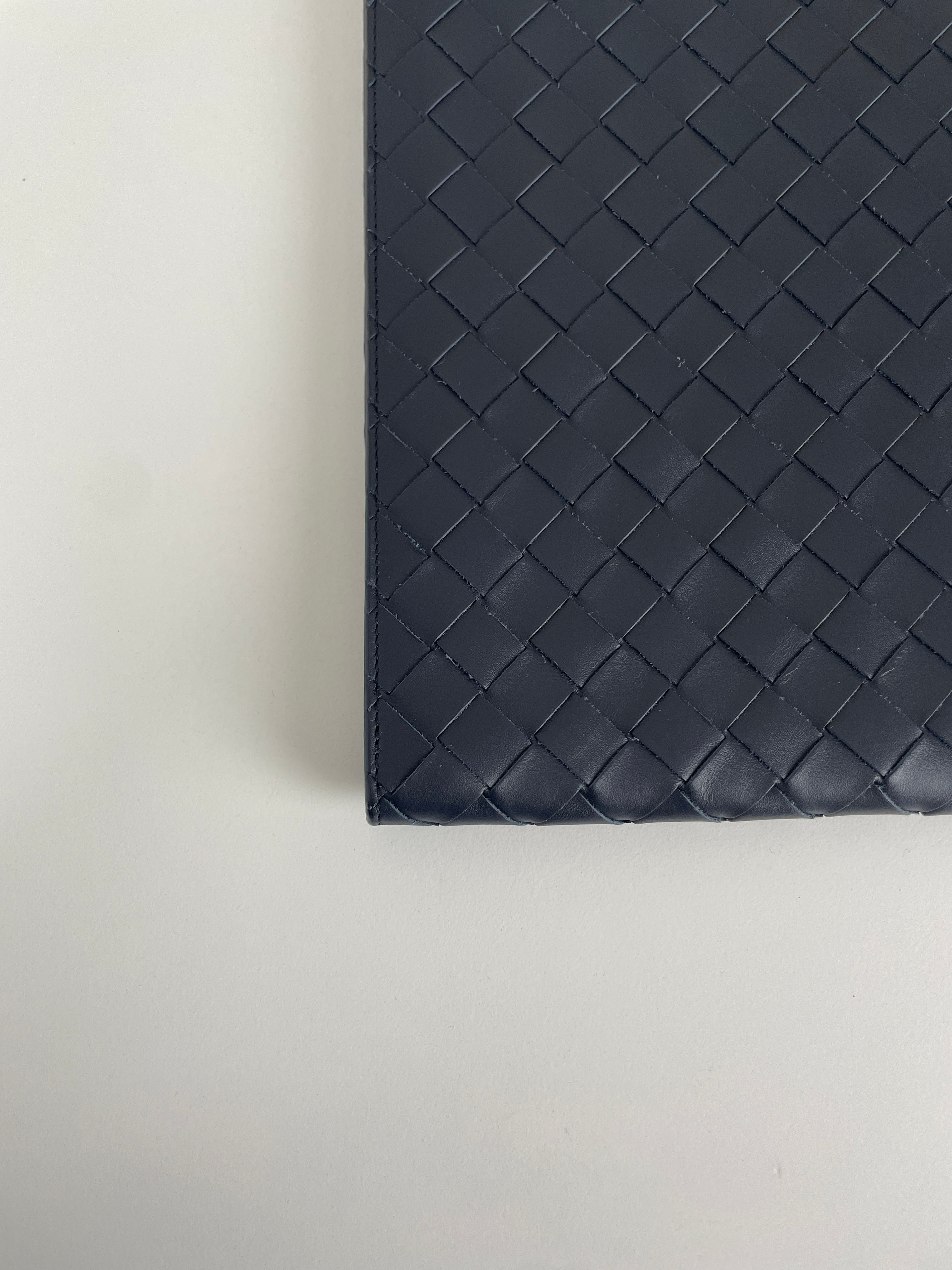 Bottega Veneta pouch document navy blue intrecciato leather