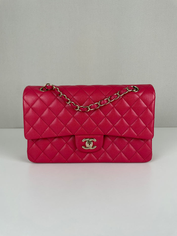 Chanel Timeless medium 25 pink grained caviar leather champagne hardware