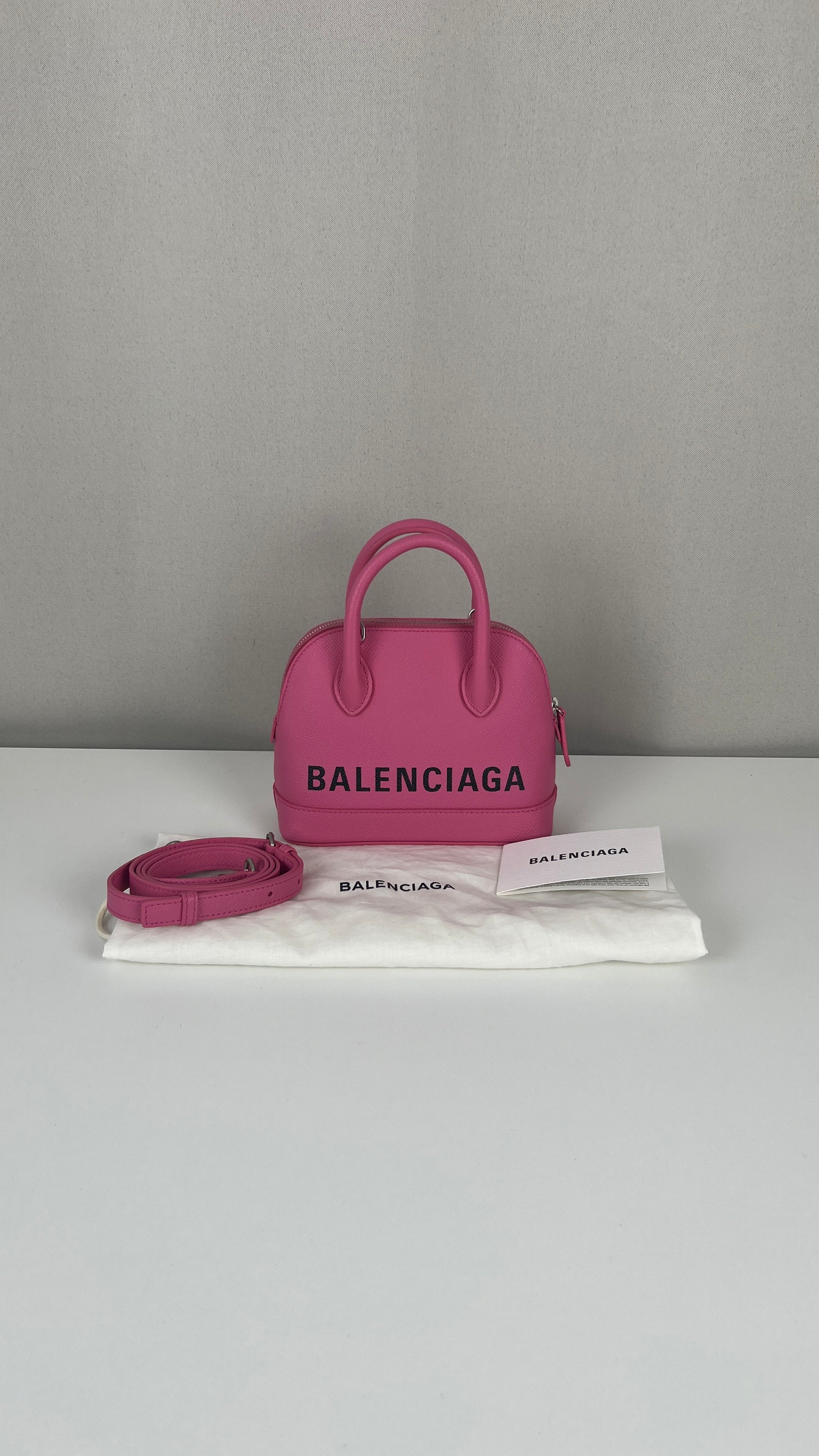 Balenciaga mini ville pink leather bag