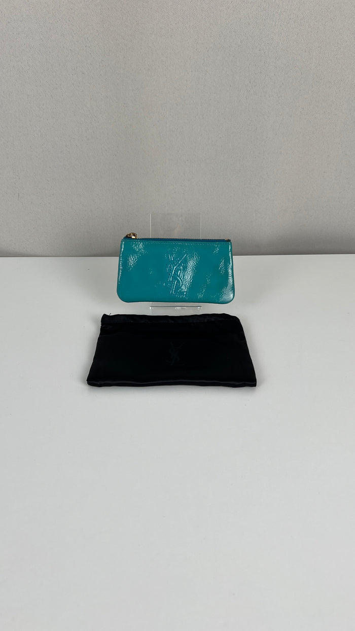 Saint Laurent Key pouch / wallet turquoise patent leather